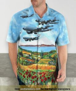 French Air And Space Force Boeing C 135fr Stratolifter Of Groupe De Ravitaillement En Vol 2 91 Bretagne Hawaiian Shirt Man