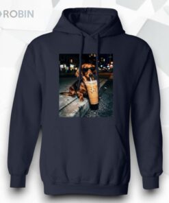 Funny Dachshund Drinking Iced Coffee Unisex Shirt