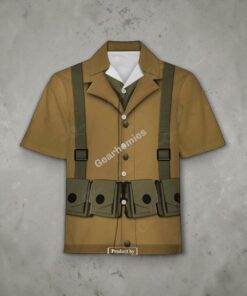Gearhomies Unisex Funny Hawaiian Shirt US Army WW1 Infantryman Historical 3D Apparel