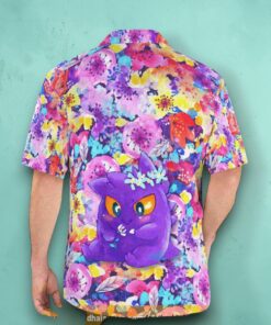 Gengar Summer Flowers Pokemon 3D Funny Hawaiian Shirt, Pokemon Fan Shirt for Sale
