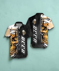 Gifury Beer Hawaii Shirt Beer Skull Cup Black White Funny Hawaiian Shirt