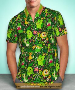 Grass Pokemon Beach 3D Funny Hawaiian Shirt, Pokemon Merchandise