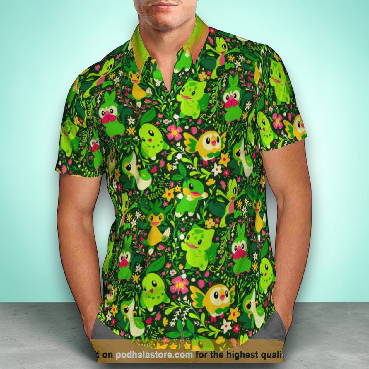 Grass Pokemon Beach 3D Funny Hawaiian Shirt, Pokemon Merchandise Grass Pokemon Beach 3D Funny Hawaiian Shirt, Pokemon Merchandise