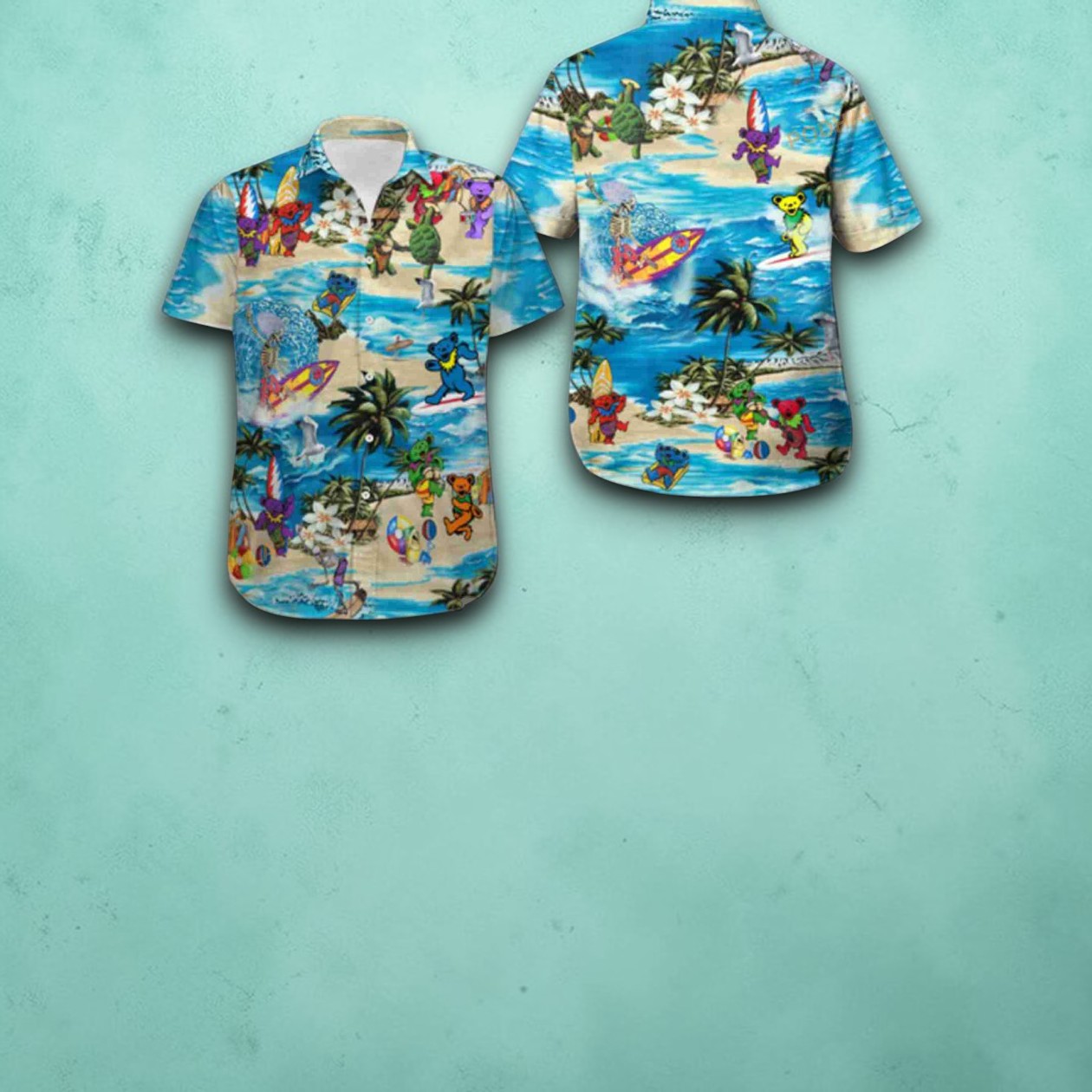 Grateful Dead Dancing Bears Colors Summer Hawaiian Shirt Grateful Dead Dancing Bears Colors Summer Hawaiian Shirt