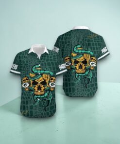 Green Bay Packers Snake And Skull Hawaii Shirt Summer Collection, Packers Merch