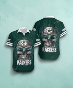 Green Bay Packers Sugar Skull NFL Gift For Fan Hawaiian Shirt Graphic Print, Green Bay Packers Fan Shirt