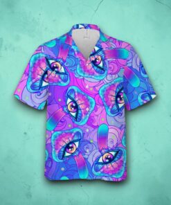 Hippie Neon Mushrooms Psychedelic Hallucination Summer Mushroom Hawaiian Shirt