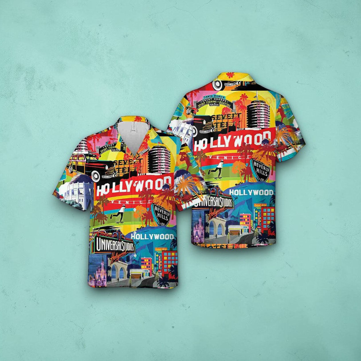 Hollywood Los Angeles City Made In Summer Trip Family Hawaiian Shirt Hollywood Los Angeles City Made In Summer Trip Family Hawaiian Shirt