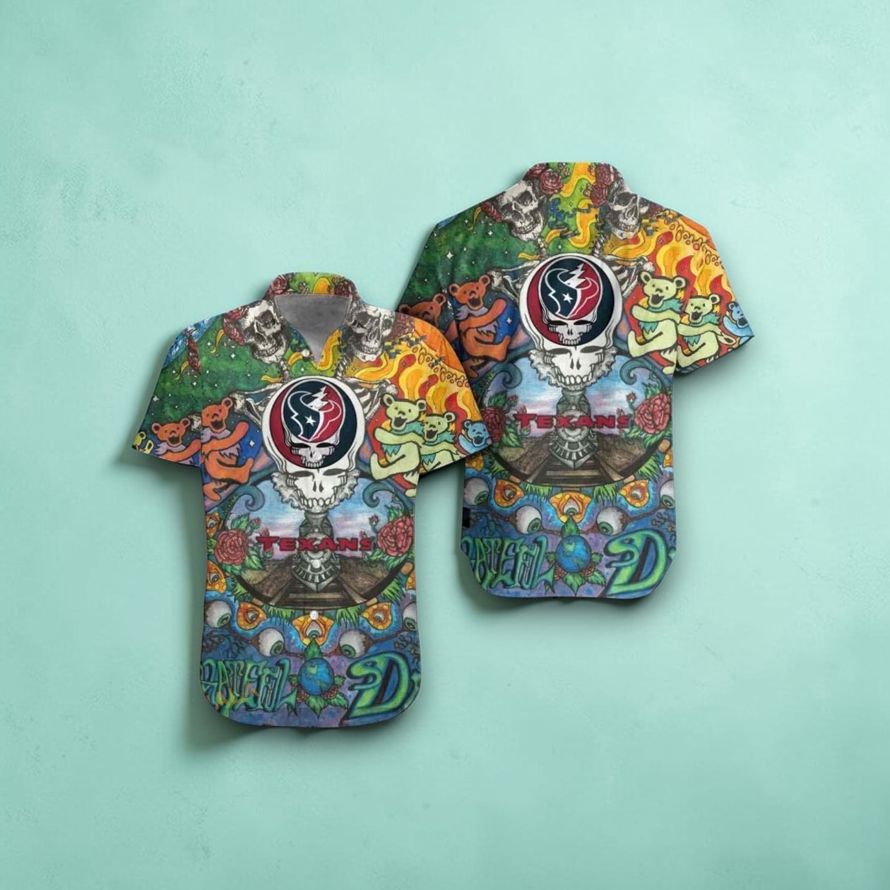 Houston Texans Grateful Dead NFL Gift For Fan Hawaiian Graphic Print Shirt, Texans Gifts Houston Texans Grateful Dead NFL Gift For Fan Hawaiian Graphic Print Shirt, Texans Gifts