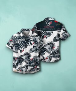 Houston Texans NFL Palm Leaves Hot Summer Collection Funny 3D NFL Hawaiian Shirt, Houston Texans Apparel