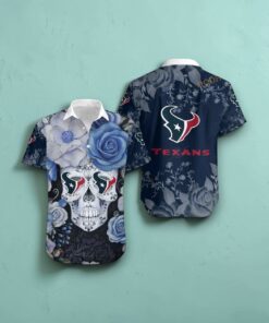 Houston Texans Skull NFL Gift For Fan Hawaiian Graphic Print Short Sleeves Shirt, Houston Texans Shirt
