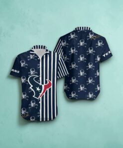 Houston Texans Stripes And Skull Hawaiian Shirt Summer, Houston Texans Fan Shirt