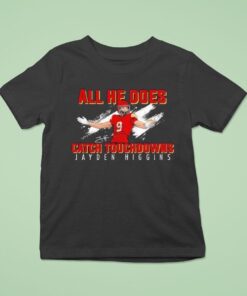 Jayden Higgins All He Does Catch Touchdowns Iowa State Cyclones Signature Shirt