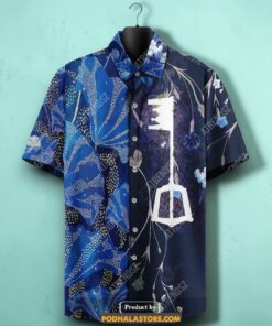 Kingdom Hearts Funny Hawaiian Shirt Keyblade Floral Topical Blue Hawaii Aloh