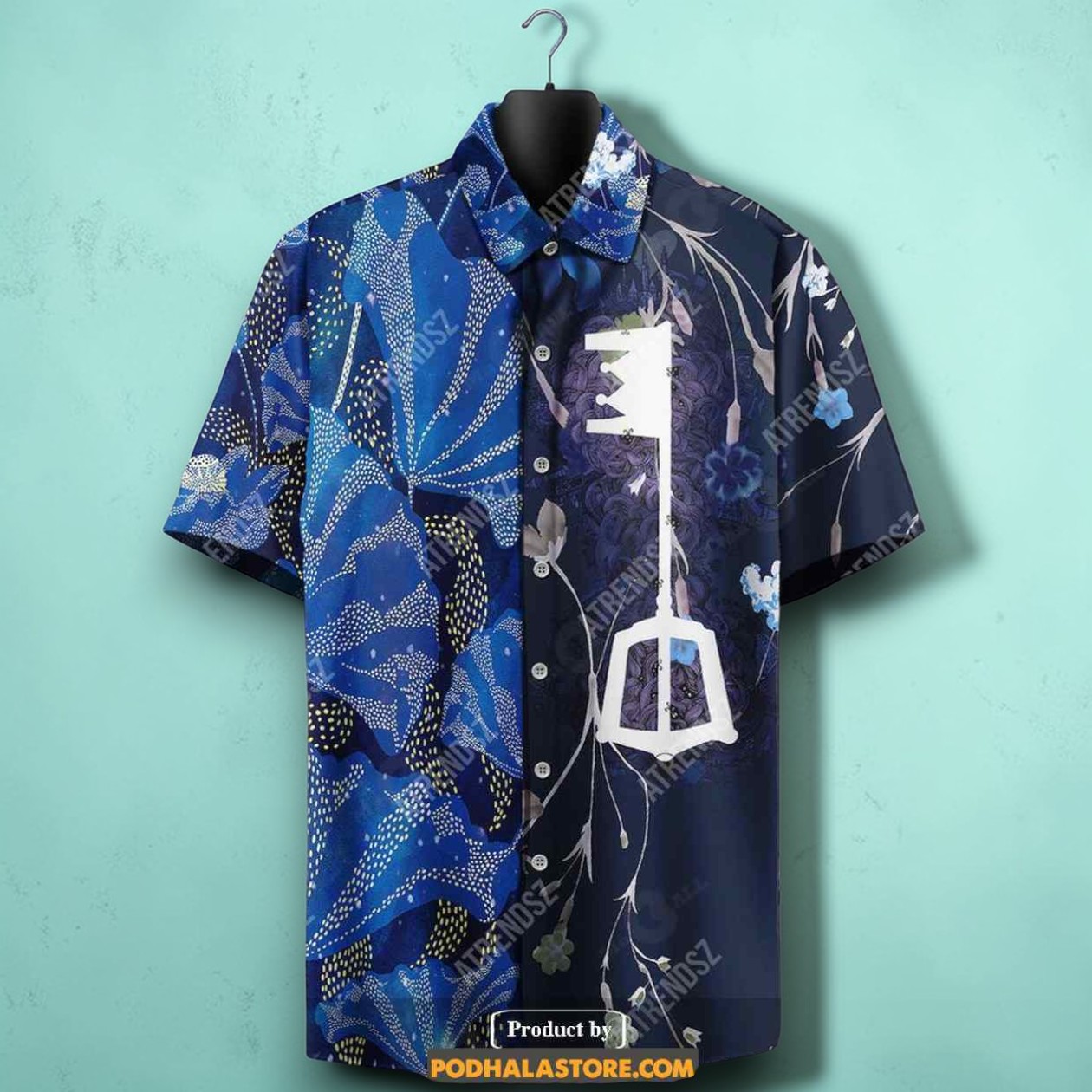 Kingdom Hearts Funny Hawaiian Shirt Keyblade Floral Topical Blue Hawaii Aloh Kingdom Hearts Funny Hawaiian Shirt Keyblade Floral Topical Blue Hawaii Aloh