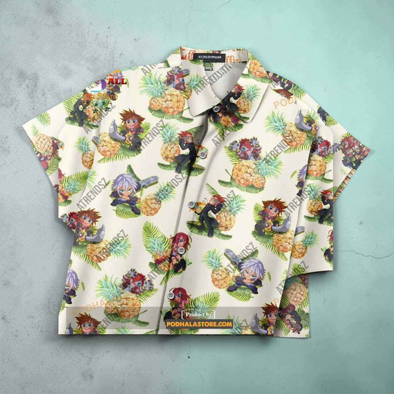 Kingdom Hearts Funny Hawaiian Shirt Sora Riku Kairi Pineapple Pattern Hawaii Kingdom Hearts Funny Hawaiian Shirt Sora Riku Kairi Pineapple Pattern Hawaii