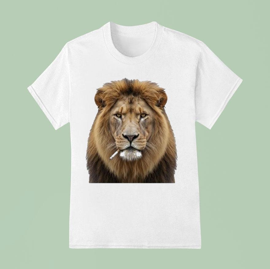 Lion Smoking Cigarette Shirt Lion Smoking Cigarette Shirt