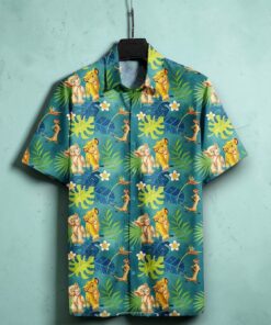 Lk Simba & Nala Timon Green Floral Awesom Funny Hawaiian Shirt