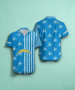 Los Angeles Chargers Stripes And Skull Hawaii Shirt Summer Collection, Chargers Gifts for Fans