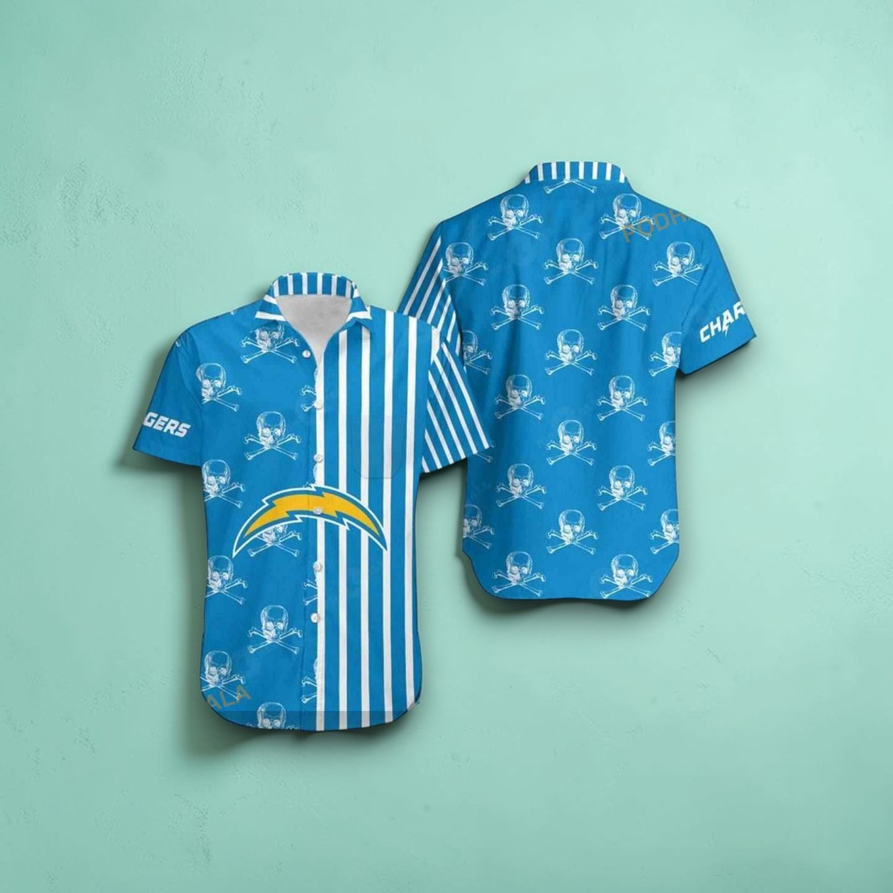 Los Angeles Chargers Stripes And Skull Hawaii Shirt Summer Collection, Chargers Gifts for Fans Los Angeles Chargers Stripes And Skull Hawaii Shirt Summer Collection, Chargers Gifts for Fans