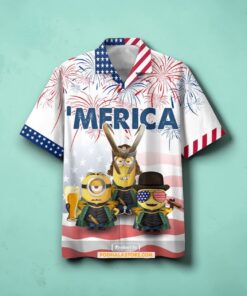 Minions Cosplay Minions America White Funn Funny Hawaiian Shirt