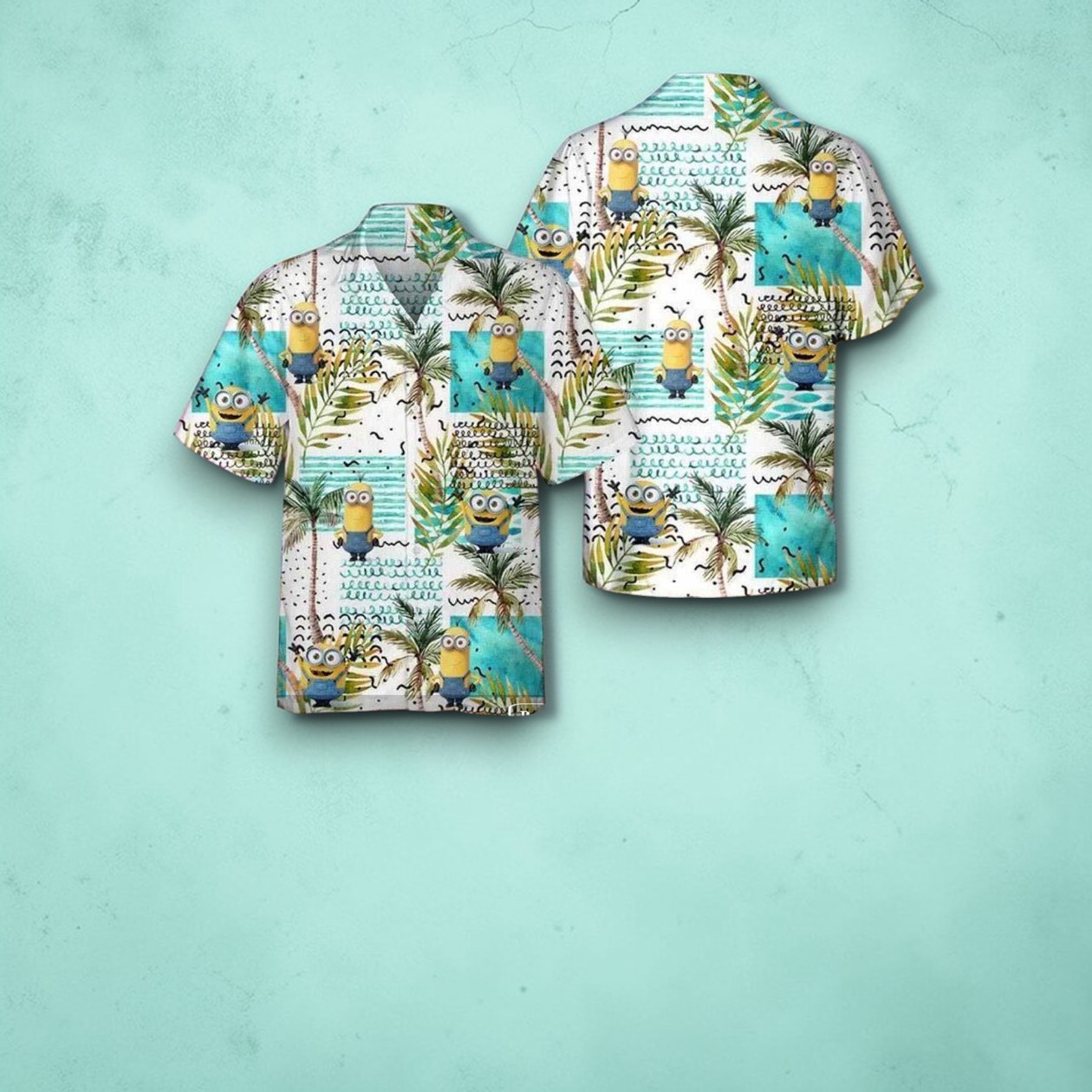 Minions Despicable Me Waves Palm Tree Funny Hawaiian Shirt Minions Despicable Me Waves Palm Tree Funny Hawaiian Shirt