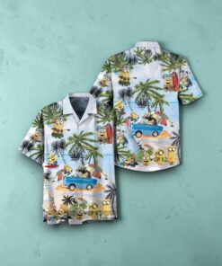 Minions Summer Tropical Vacation Minions On Car Funny Hawaiian Shirt