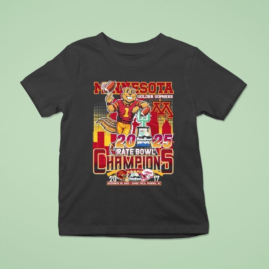 Minnesota Golden Gophers Vs New Mexico Lobos Rate Bowl Champions 2025 Mascot Trophy Shirt Minnesota Golden Gophers Vs New Mexico Lobos Rate Bowl Champions 2025 Mascot Trophy Shirt