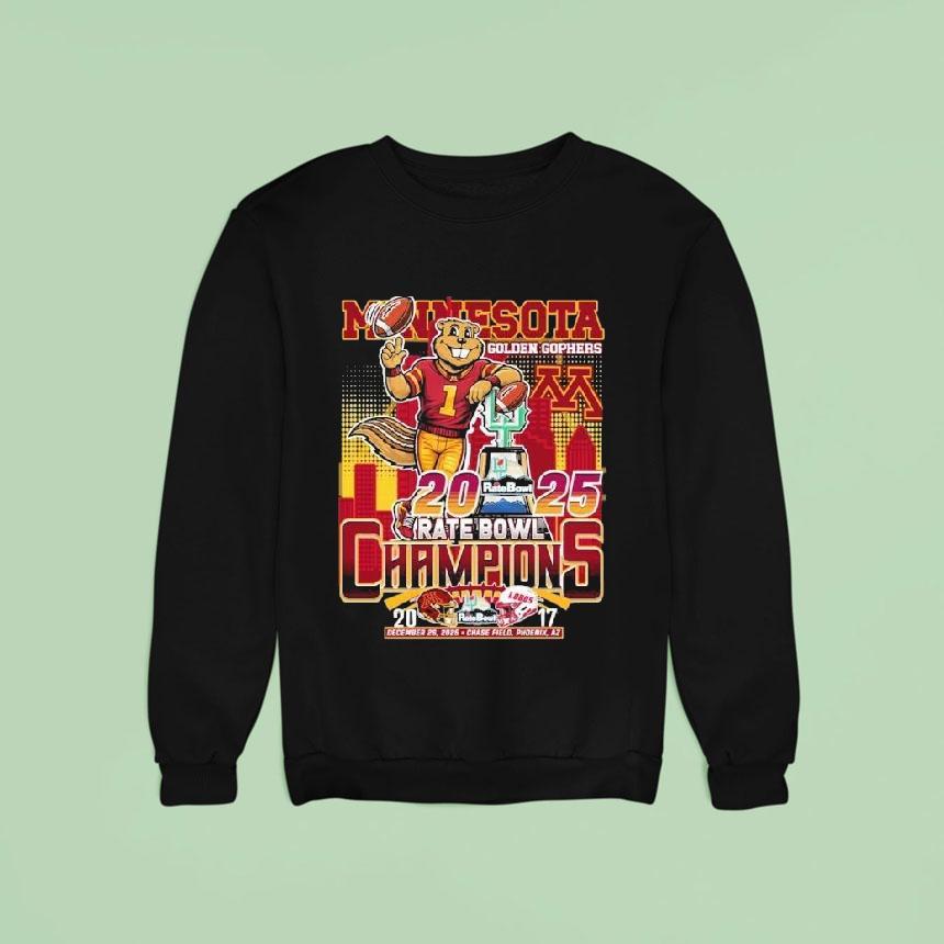 Minnesota Golden Gophers Vs New Mexico Lobos Rate Bowl Champions 2025 Mascot Trophy Shirt Minnesota Golden Gophers Vs New Mexico Lobos Rate Bowl Champions 2025 Mascot Trophy Shirt