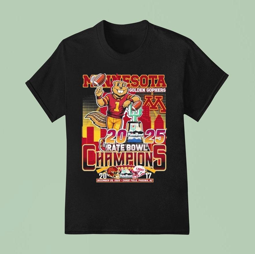 Minnesota Golden Gophers Vs New Mexico Lobos Rate Bowl Champions 2025 Mascot Trophy Shirt Minnesota Golden Gophers Vs New Mexico Lobos Rate Bowl Champions 2025 Mascot Trophy Shirt