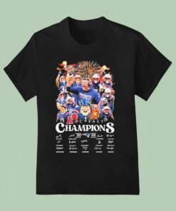 New England Patriots Afc East Champions 2025 Players Coach And Mascot Signatures Shirt
