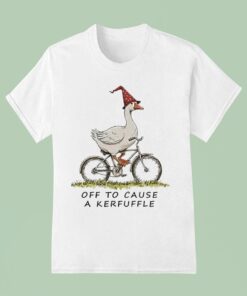 Off To Cause A Kerfuffle Goose Riding A Bicycle Shirt