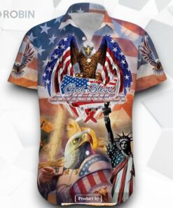 Patriot 4th Of July God Bless America American Flag Eagle Funny Hawaiian Shirt