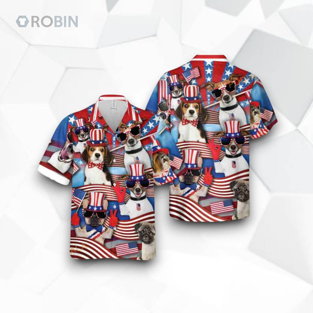 Patriotic Dogs Vintage America Flag Dog Dad Mom Independence Day Hawaiian Shirt Patriotic Dogs Vintage America Flag Dog Dad Mom Independence Day Hawaiian Shirt