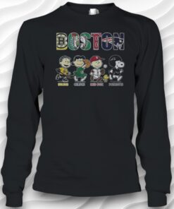 Peanuts Characters X Boston Bruins Celtics Red Sox And Patriots Shirt