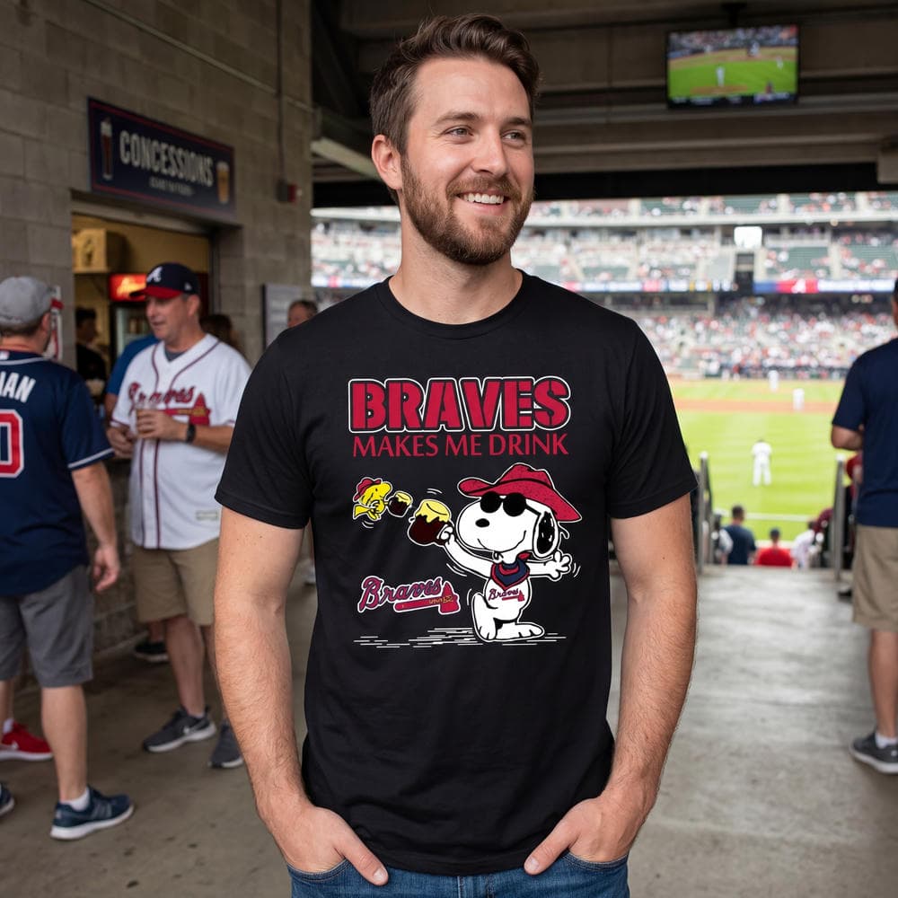 Snoopy Atlanta Braves Makes Me Drinks Unisex Shirt Snoopy Atlanta Braves Makes Me Drinks Unisex Shirt