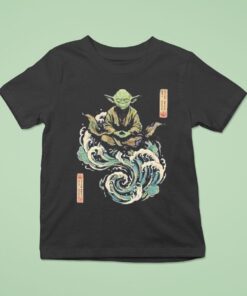 Star Wars Day 2026 May 4 Master Yoda Meditation Japanese Ukiyo-e Ocean Wave Shirt