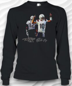 Tom Brady 12 And Deion Branch 10 New England Patriots Players Signatures Shirt