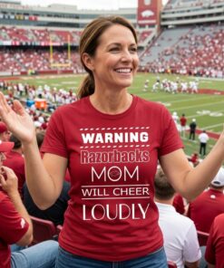 Warning Mom Will Cheer Loudly Arkansas Razorbacks Unisex Shirt