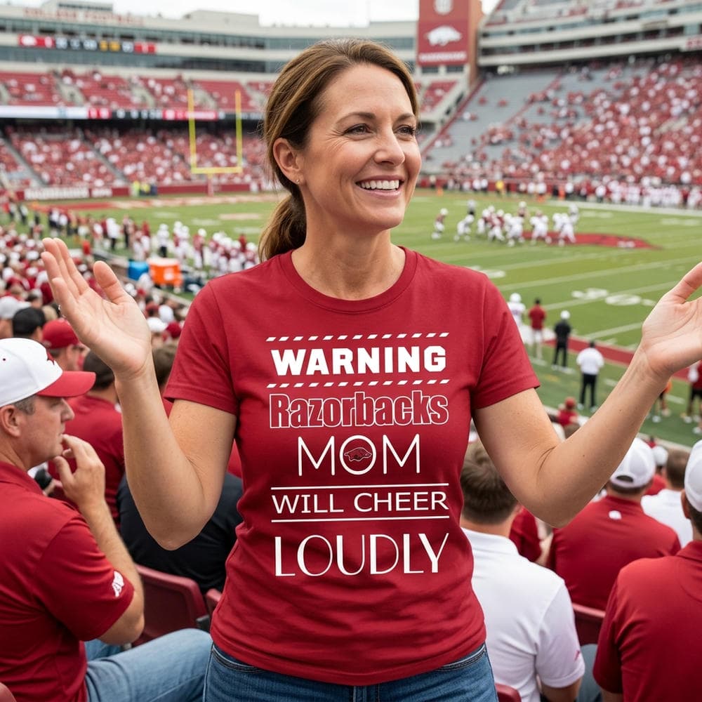 Warning Mom Will Cheer Loudly Arkansas Razorbacks Unisex Shirt Warning Mom Will Cheer Loudly Arkansas Razorbacks Unisex Shirt