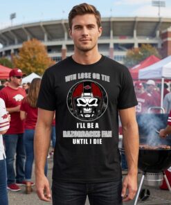 Win Lose Or Tie Until I Die I’ll Be A Fan Arkansas Razorbacks Cardinal Unisex Shirt