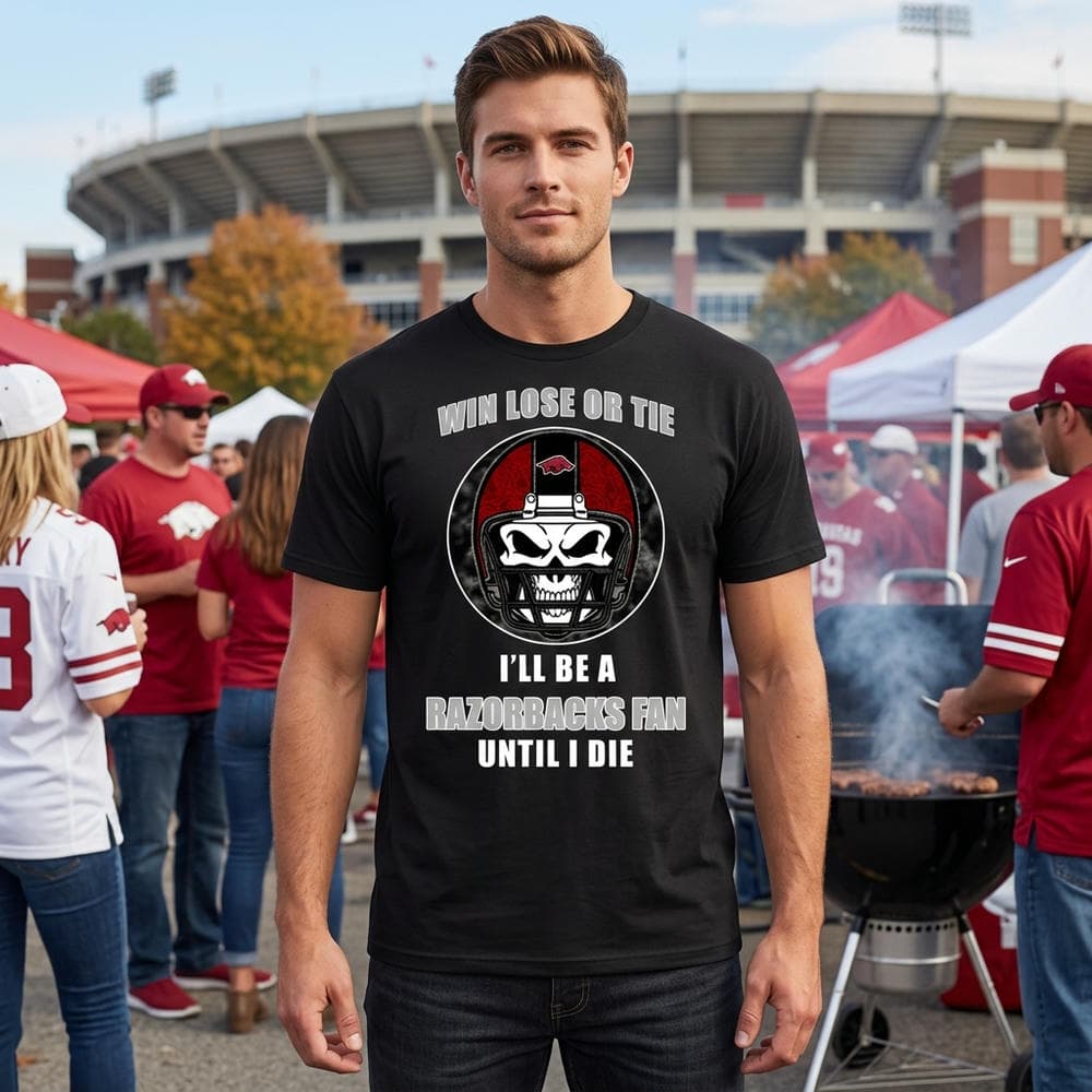 Win Lose Or Tie Until I Die I'll Be A Fan Arkansas Razorbacks Cardinal Unisex Shirt Win Lose Or Tie Until I Die I'll Be A Fan Arkansas Razorbacks Cardinal Unisex Shirt