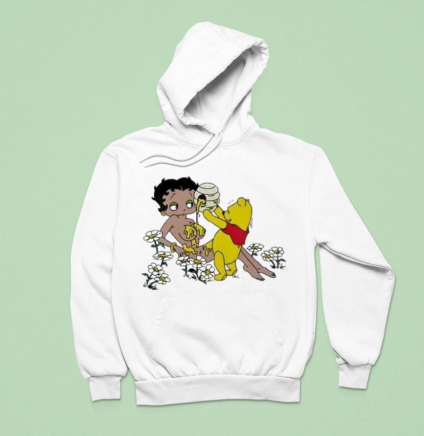 Winnie-the-pooh Pouring Honey On Betty Boop Shirt Winnie-the-pooh Pouring Honey On Betty Boop Shirt