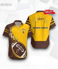 Wyoming Cowboys NCAA Flame Ball Funny Hawaiian Shirt, Wyoming Cowboys Fan Shirt for Sale