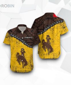 Wyoming Cowboys NCAA Grunge Polynesian Tattoo Funny Hawaiian Shirt, Wyoming Cowboys Shirt