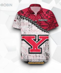 Youngstown State Penguins NCAA Grunge Polynesian Tattoo Design Funny Hawaiian Shirt
