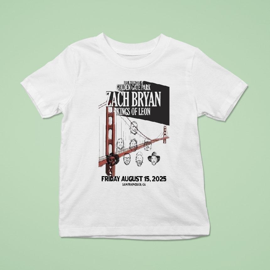 Zach Bryan Friday August 15 2025 Golden Gate Park San Francisco, Ca Tour Shirt Zach Bryan Friday August 15 2025 Golden Gate Park San Francisco, Ca Tour Shirt
