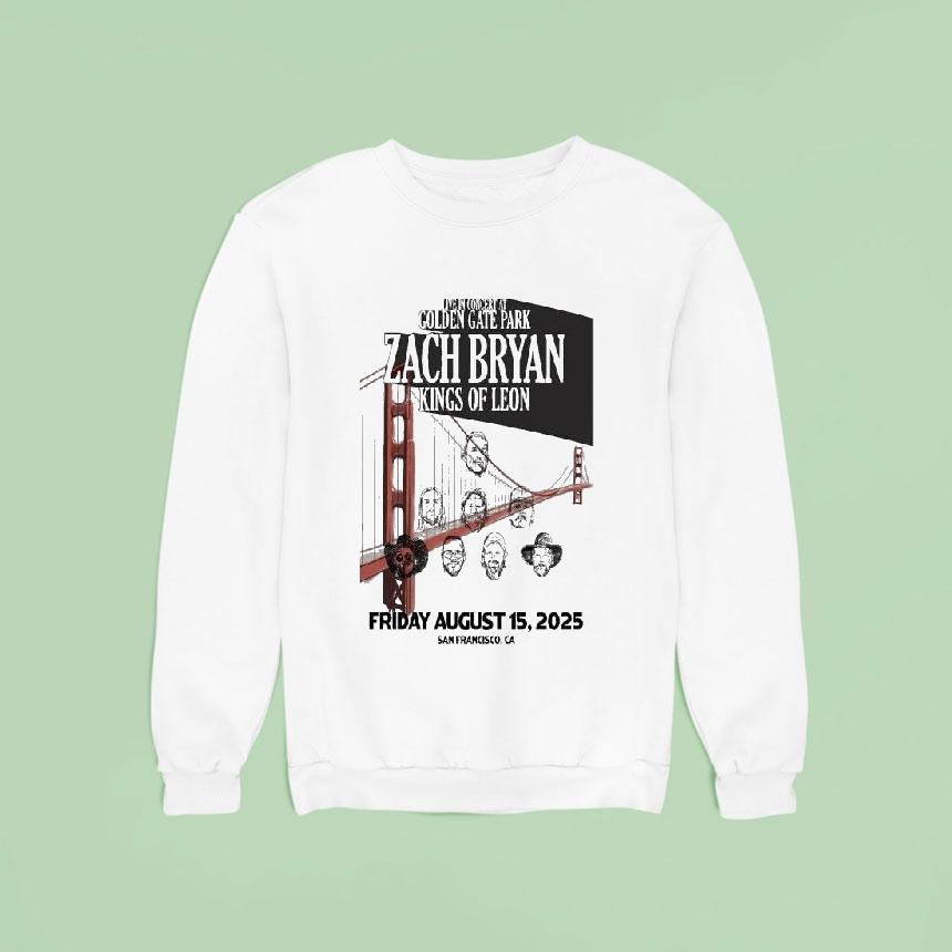 Zach Bryan Friday August 15 2025 Golden Gate Park San Francisco, Ca Tour Shirt Zach Bryan Friday August 15 2025 Golden Gate Park San Francisco, Ca Tour Shirt