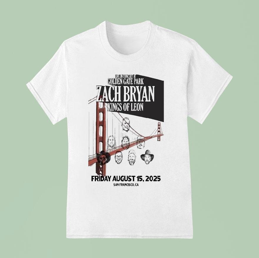 Zach Bryan Friday August 15 2025 Golden Gate Park San Francisco, Ca Tour Shirt Zach Bryan Friday August 15 2025 Golden Gate Park San Francisco, Ca Tour Shirt