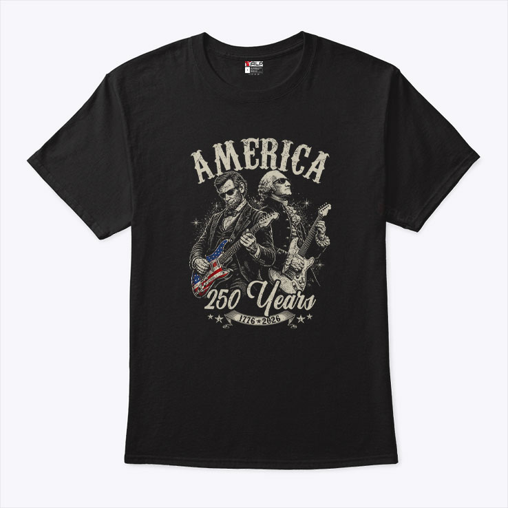 George Washington Lincoln Playing Guitar 250 Years Shirt George Washington Lincoln Playing Guitar 250 Years Shirt